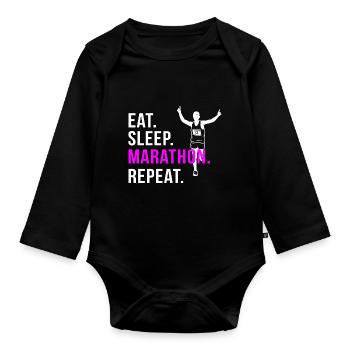 marathon - Body Bébé bio manches longues - noir - Devant