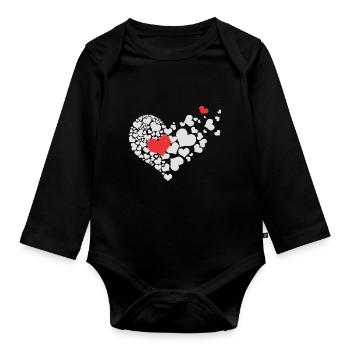 Coeur au coeur - Body Bébé bio manches longues - noir - Devant