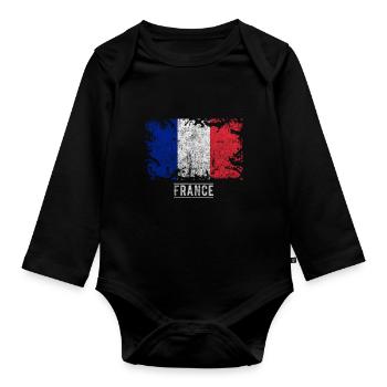 France flag flag - Organic Longsleeve Baby Bodysuit - black - Front