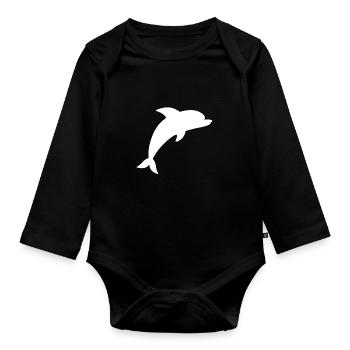 Cadeau de Delfin Blanc - Body Bébé bio manches longues - noir - Devant