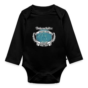 Unterschätze niemals einen Langläufer - Baby Bio-Langarm-Body - Schwarz - Vorne