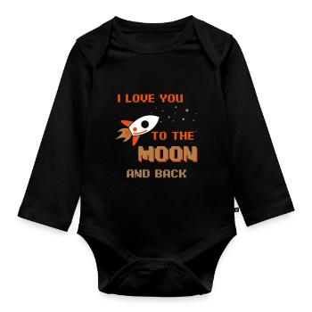 I Love You To The Moon And Back - Organic Longsleeve Baby Bodysuit - black - Front