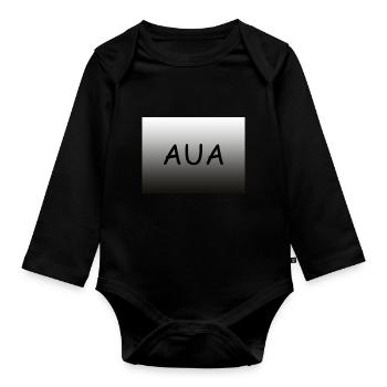 Schriftzug Aua horizontal mit Farbverlauf - Baby Bio-Langarm-Body - Schwarz - Vorne