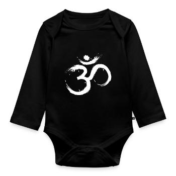 Symbole de conception Om Hindou Jainas Bouddhiste Hindou - Body Bébé bio manches longues - noir - Devant