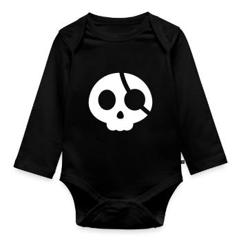 Crâne avec un cache-œil - Body Bébé bio manches longues - noir - Devant