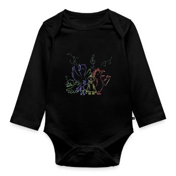 Vogel Chor singt - Baby Bio-Langarm-Body - Schwarz - Vorne
