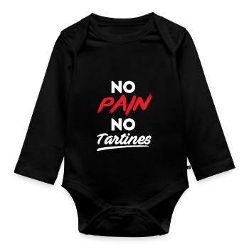 No pain no tartines - Body Bébé bio manches longues - noir - Devant