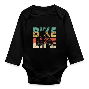 Faire du vélo - Body Bébé bio manches longues - noir - Devant
