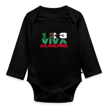 One two three viva Algerien - Baby Bio-Langarm-Body - Schwarz - Vorne