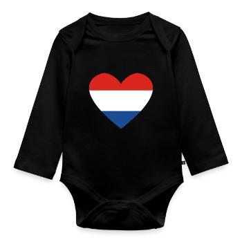 Herz Niederlande Holland - Baby Bio-Langarm-Body - Schwarz - Vorne