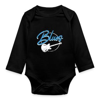 Blues Guitar Music Solo Band Genre Instrument - Organic Longsleeve Baby Bodysuit - black - Front