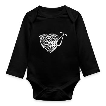 Nurse Doctor Hospital Krankenschwester - Baby Bio-Langarm-Body - Schwarz - Vorne