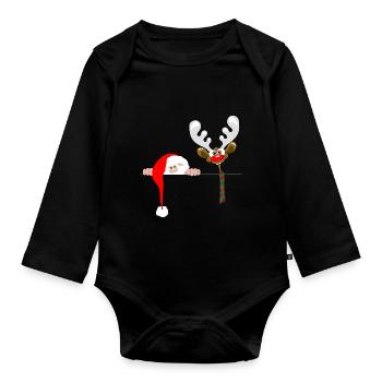 fou le père noël drôle - Body Bébé bio manches longues - noir - Devant