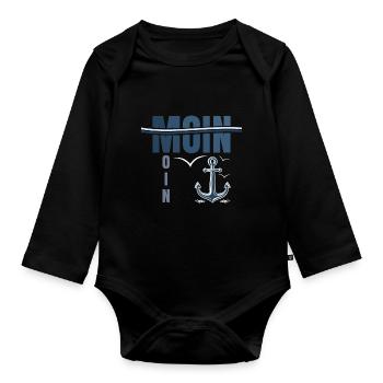 Chemise Moin Moin imprimée en qualité supérieure - Body Bébé bio manches longues - noir - Devant