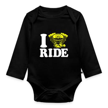 biker - Organic Longsleeve Baby Bodysuit - black - Front