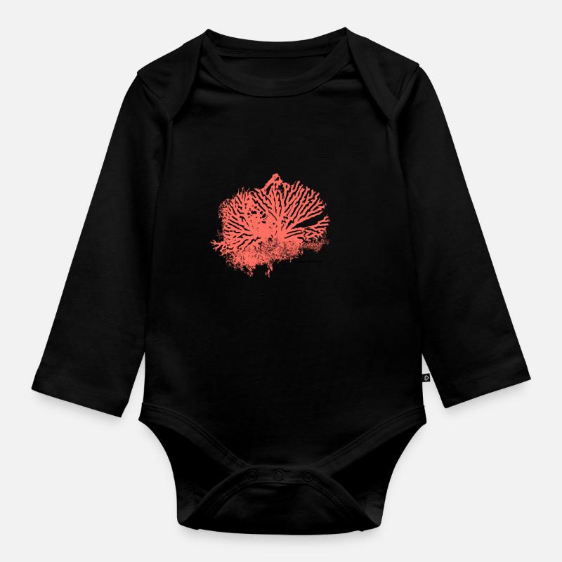 Korallenmuster - Baby Bio-Langarm-Body - Schwarz