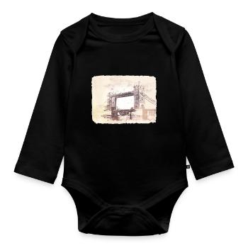 London England Tower Bridge - Baby Bio-Langarm-Body - Schwarz - Vorne