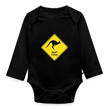 Kangaroo Australia shield - Organic Longsleeve Baby Bodysuit - black - Front