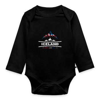 Island - Insel aus Feuer und Eis - Baby Bio-Langarm-Body - Schwarz - Vorne