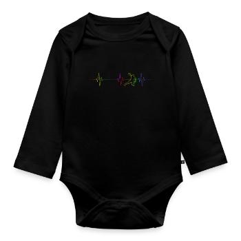Handball Herzschlag EKG - Regenbogen Farben - Baby Bio-Langarm-Body - Schwarz - Vorne
