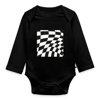 Optical illusion pattern shapes geometry gift - Organic Longsleeve Baby Bodysuit - black - Front