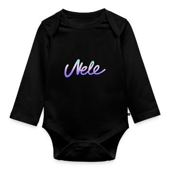 nele vorname name graffiti tag schreibschrift bunt - Baby Bio-Langarm-Body - Schwarz - Vorne