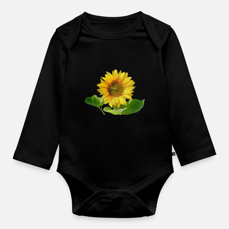 Sonnenblume - Baby Bio-Langarm-Body - Schwarz
