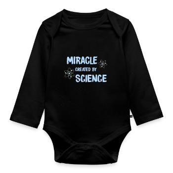 Baby boy birth - Organic Longsleeve Baby Bodysuit - black - Front
