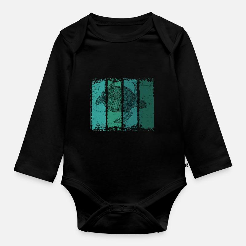tortue - Body Bébé bio manches longues - noir