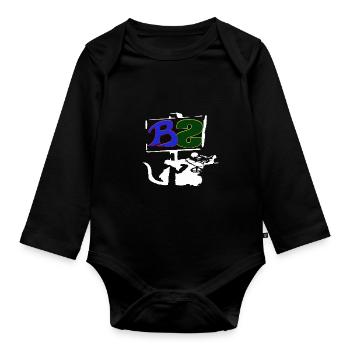 Banksy Style logo white - Organic Longsleeve Baby Bodysuit - black - Front