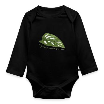 Plantmom Plant Monstera Adansonii Cadeau Nature - Body Bébé bio manches longues - noir - Devant