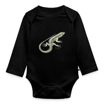 Sand lizard - Organic Longsleeve Baby Bodysuit - black - Front