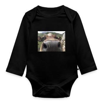 Kuh Nase - Baby Bio-Langarm-Body - Schwarz - Vorne