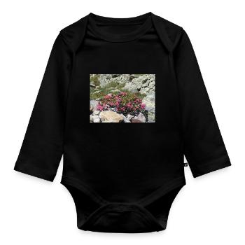 Alpine roses - Organic Longsleeve Baby Bodysuit - black - Front