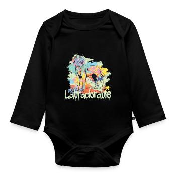 Labradorable Labrador Hund Hunde Geschenk design - Baby Bio-Langarm-Body - Schwarz - Vorne