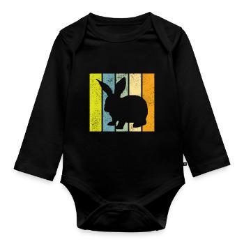 Rabbit Retro Rabbit Easter Gift - Organic Longsleeve Baby Bodysuit - black - Front
