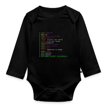 New day programming informatic gift saying - Organic Longsleeve Baby Bodysuit - black - Front