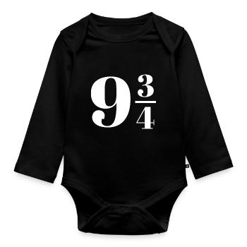 Railway track Nine-three-quarters 9 3/4 - Organic Longsleeve Baby Bodysuit - black - Front