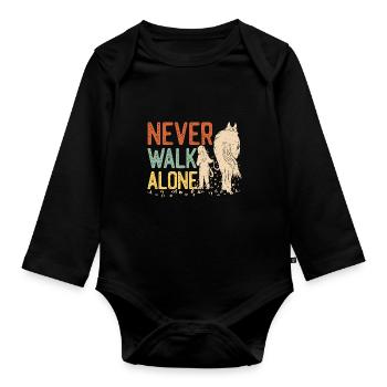 Never walk alone - Cheval - Vintage - Body Bébé bio manches longues - noir - Devant