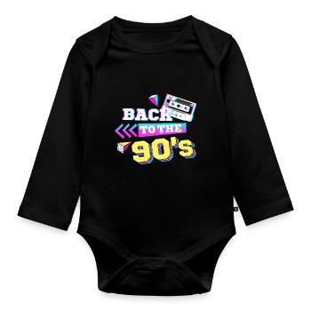 Back to the 90s 90er Jahre Retro - Organic Longsleeve Baby Bodysuit - black - Front