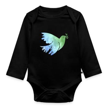 Colombes de paix Paix Paix Paix dans le monde Amour - Body Bébé bio manches longues - noir - Devant