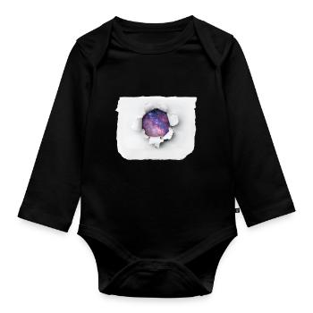 Zerrissenes Papier - Universum - Baby Bio-Langarm-Body - Schwarz - Vorne
