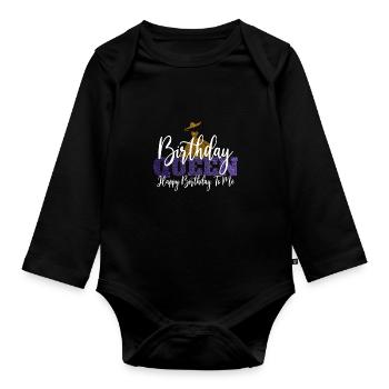 Anniversaire Reine Joyeux anniversaire à moi - Body Bébé bio manches longues - noir - Devant