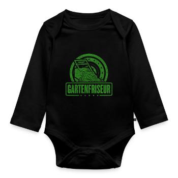 Gärtner Gartenfriseur Rasenmäher Beet Gartenarbeit - Baby Bio-Langarm-Body - Schwarz - Vorne