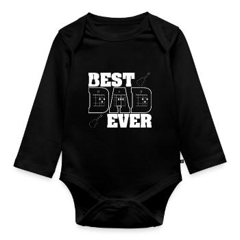 Beste Papa jemals Gitarre Akkorde Musiker lustige Väter - Baby Bio-Langarm-Body - Schwarz - Vorne
