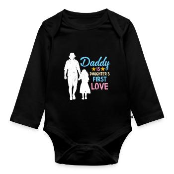 Daddy Is Daughter's First Love - Organic Longsleeve Baby Bodysuit - black - Front