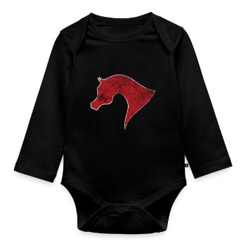 arabic horse - Organic Longsleeve Baby Bodysuit - black - Front