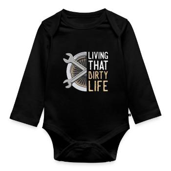 Aviation saying for an aviation technician - Organic Longsleeve Baby Bodysuit - black - Front