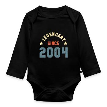 Vintage Legendary since 2004 Birthday Retro - Organic Longsleeve Baby Bodysuit - black - Front