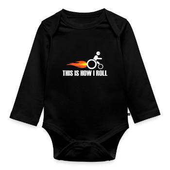 Wheelchair Disability - Wheelchair T-Shirt - Organic Longsleeve Baby Bodysuit - black - Front